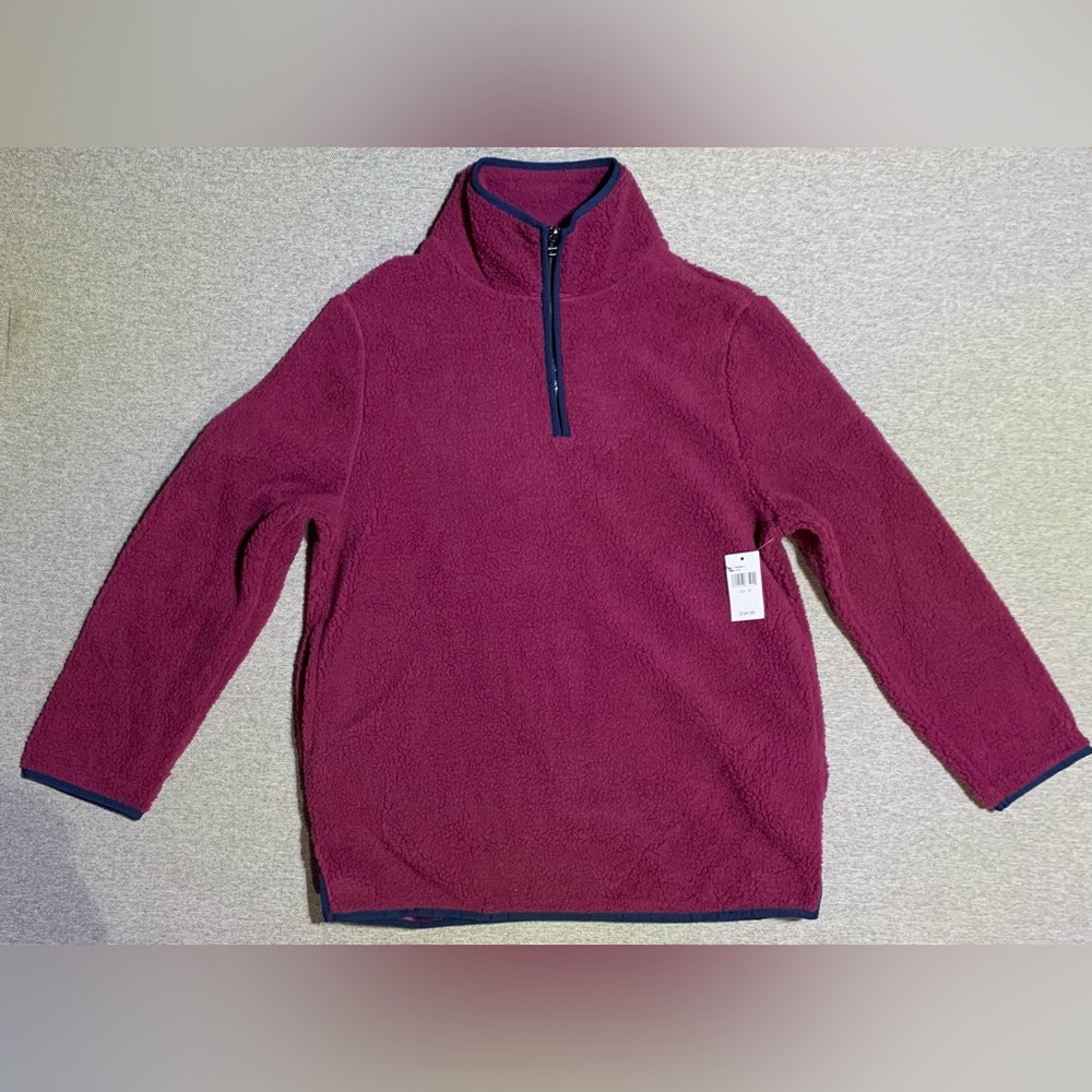 Sherpa Fleece Burgundy Quarter-Zip Pullover Sweater Size M